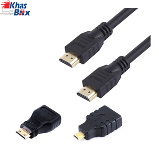 کابل HDMI به HDMI بلک مدل ALL in ONE طول 1.5 متر همراه مبدل MICRO HDMI و MINI HDMI 