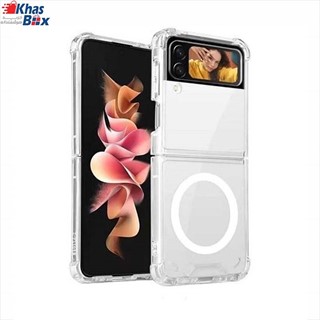 قاب گوشی Galaxy Z Flip 4 سامسونگ طرح طلقی شیشه ای شفاف ایربگ دار کپسولی مگ سیف کد 1