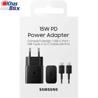  شارژر اصلی فست شارژ 15 وات سامسونگ همراه با کابل دو سر تایپ سی یک متریSamsung 15W