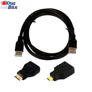 کابل HDMI به HDMI بلک مدل ALL in ONE طول 1.5 متر همراه مبدل MICRO HDMI و MINI HDMI 